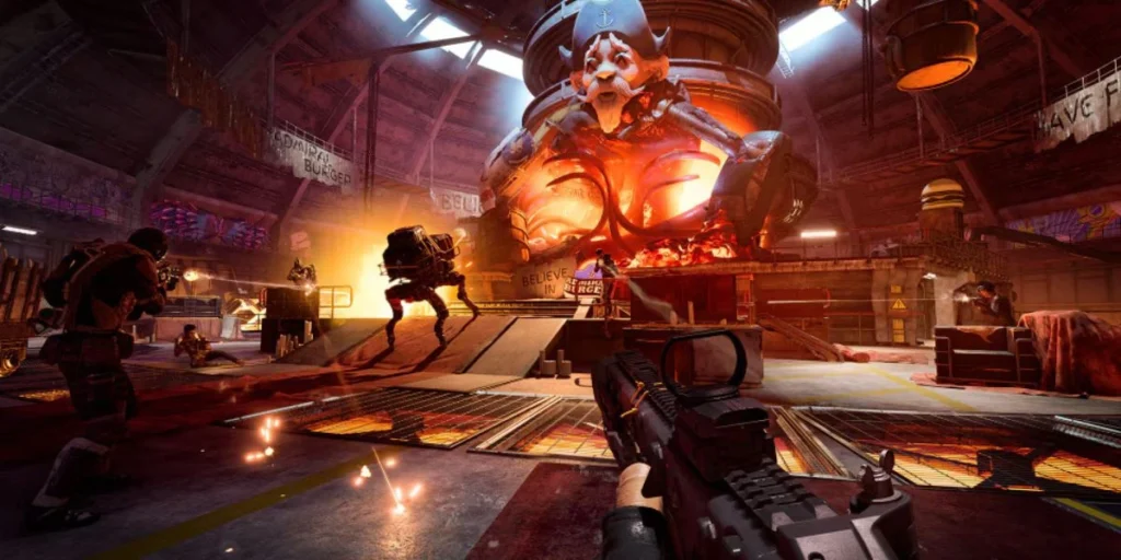 A gameplay screenshot from XDefiant showing the in-game scoreboard or a frantic objective-based mode in action.