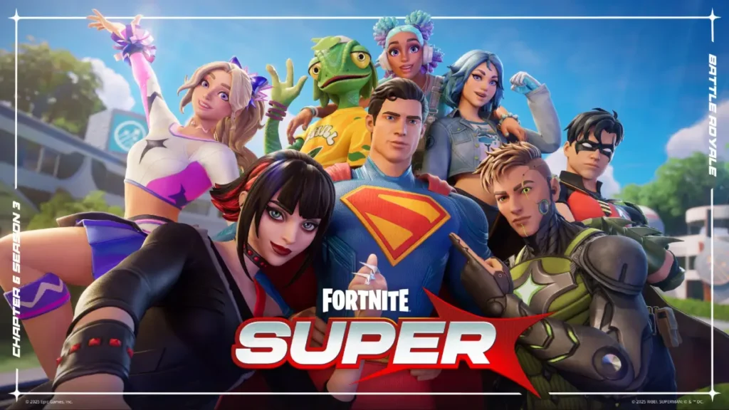 Gameplay from Fortnite with NVIDIA Reflex, showing a character from Chapter 6 Season 3 and another riding a Shopping Cart in Fortnite OG.
