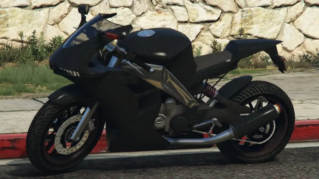 Nagasaki Carbon RS superbike in GTA Online, combining style and performance among the fastest bikes in GTA Online.