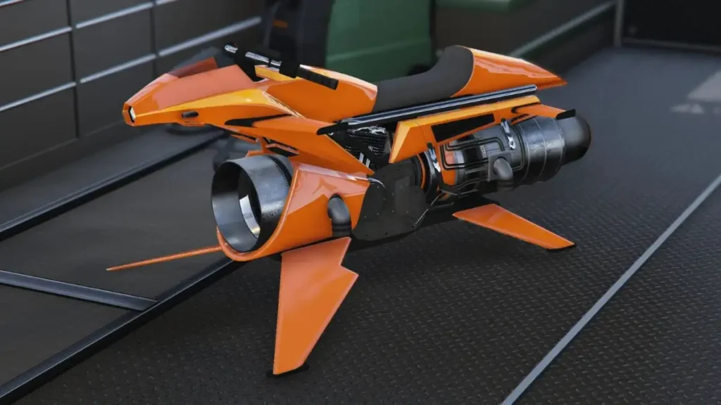 Oppressor MK II flying motorcycle in GTA Online, dominating as one of the fastest bikes in GTA Online with aerial capabilities.