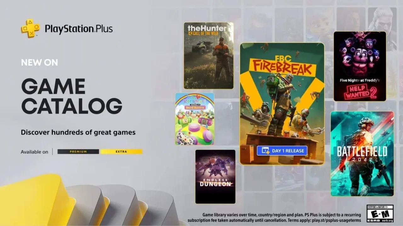 The PS Plus June 2025 games, featuring FBC: Firebreak, Battlefield 2042, and Freddy Fazbear from Five Nights at Freddy's.