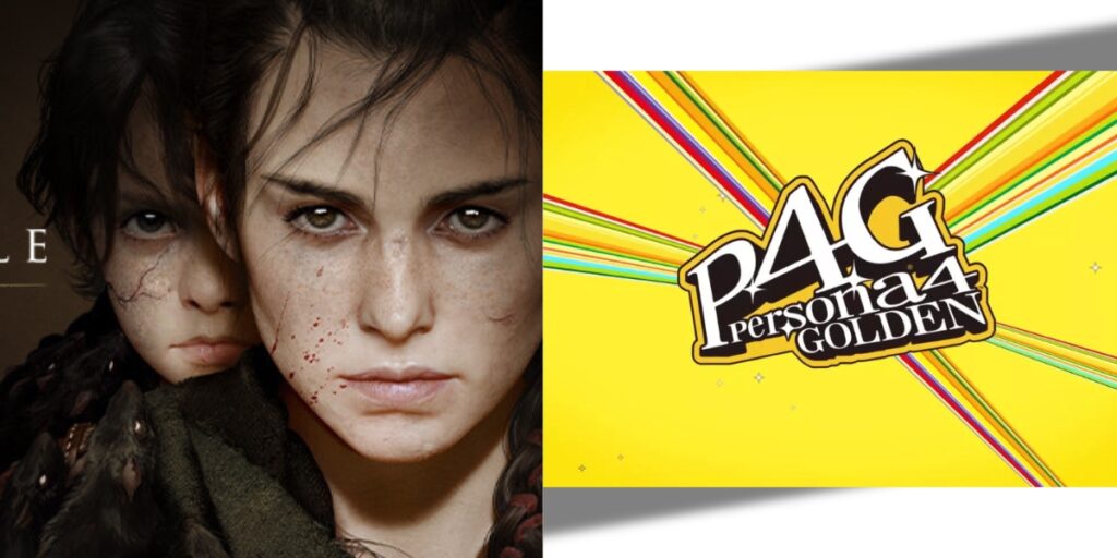 Logos for Persona 4 and A Plague Tale, representing leaked games at the showcase.