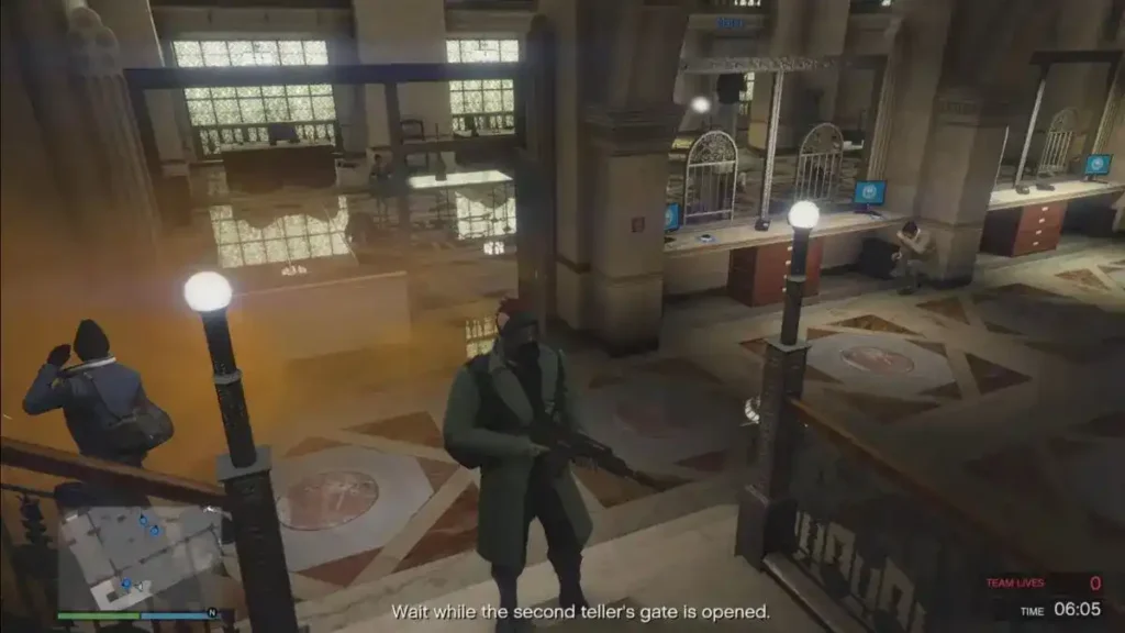 Pacific Standard Job: A team of four armed robbers holds up the main lobby of the Pacific Standard bank in a classic heist finale.
